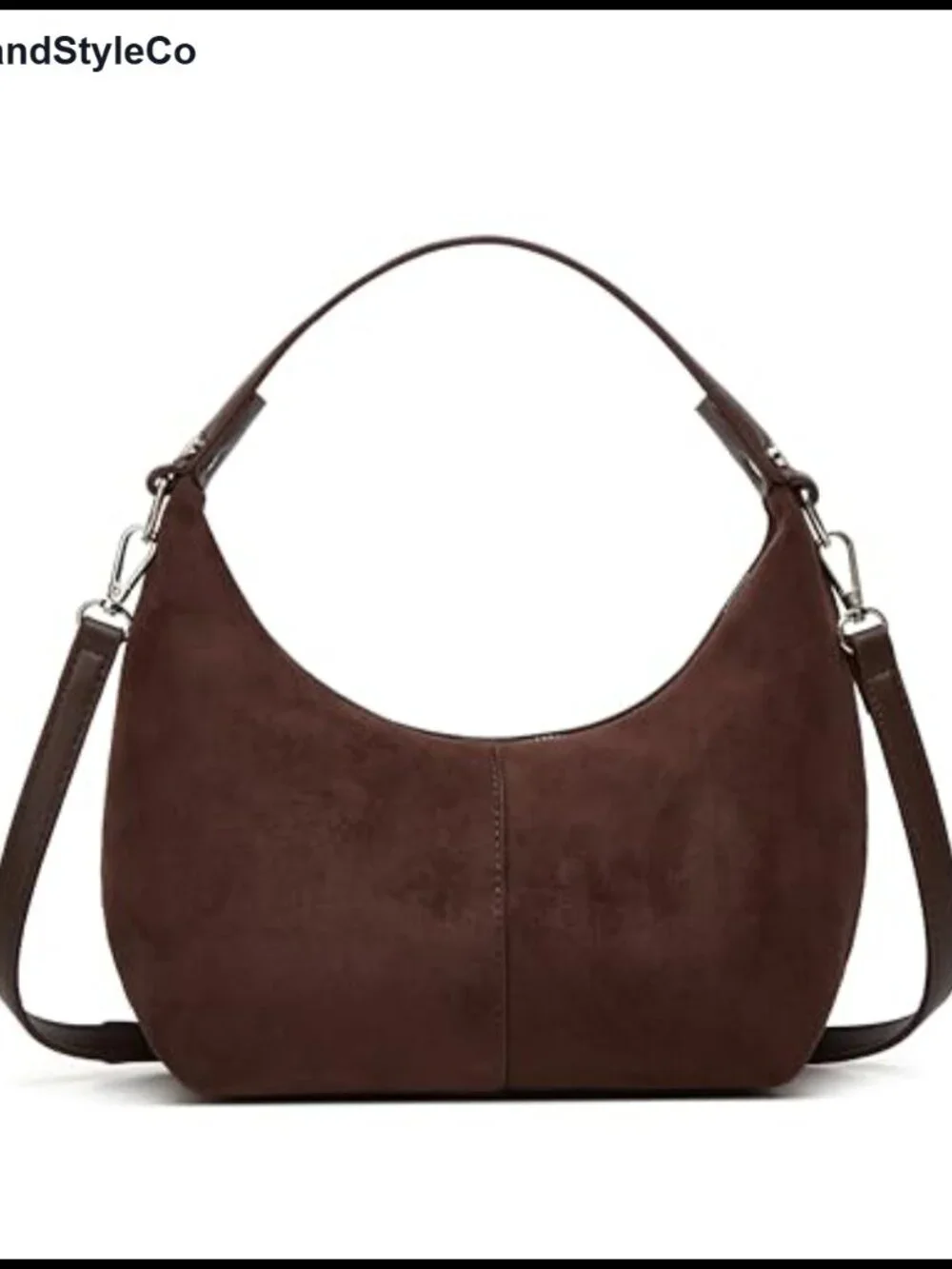 Faux Suede Crescent Tote Bag Women Hobo Shoulder Handbag Crossbody